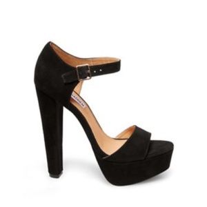 Steve Madden Presae Black Suede Platform Heels